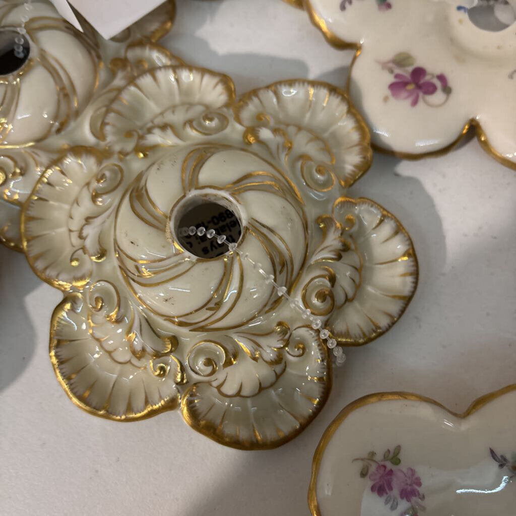 Continental, German Porcelain Bobeche/ drip trays for Candelabra; circa 1890-1910