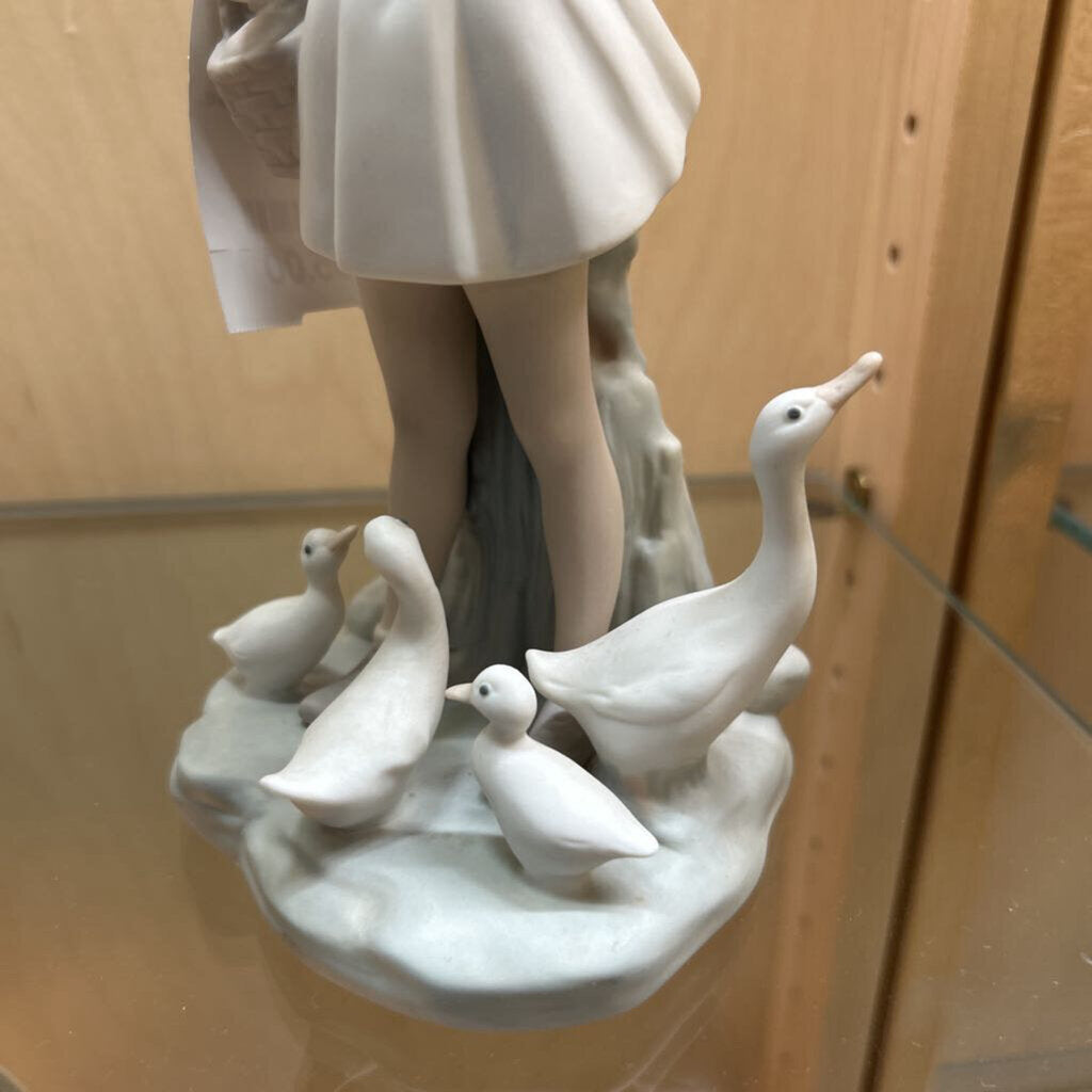 Lladro Figurine #4510 Girl with Umbrella and Geese.