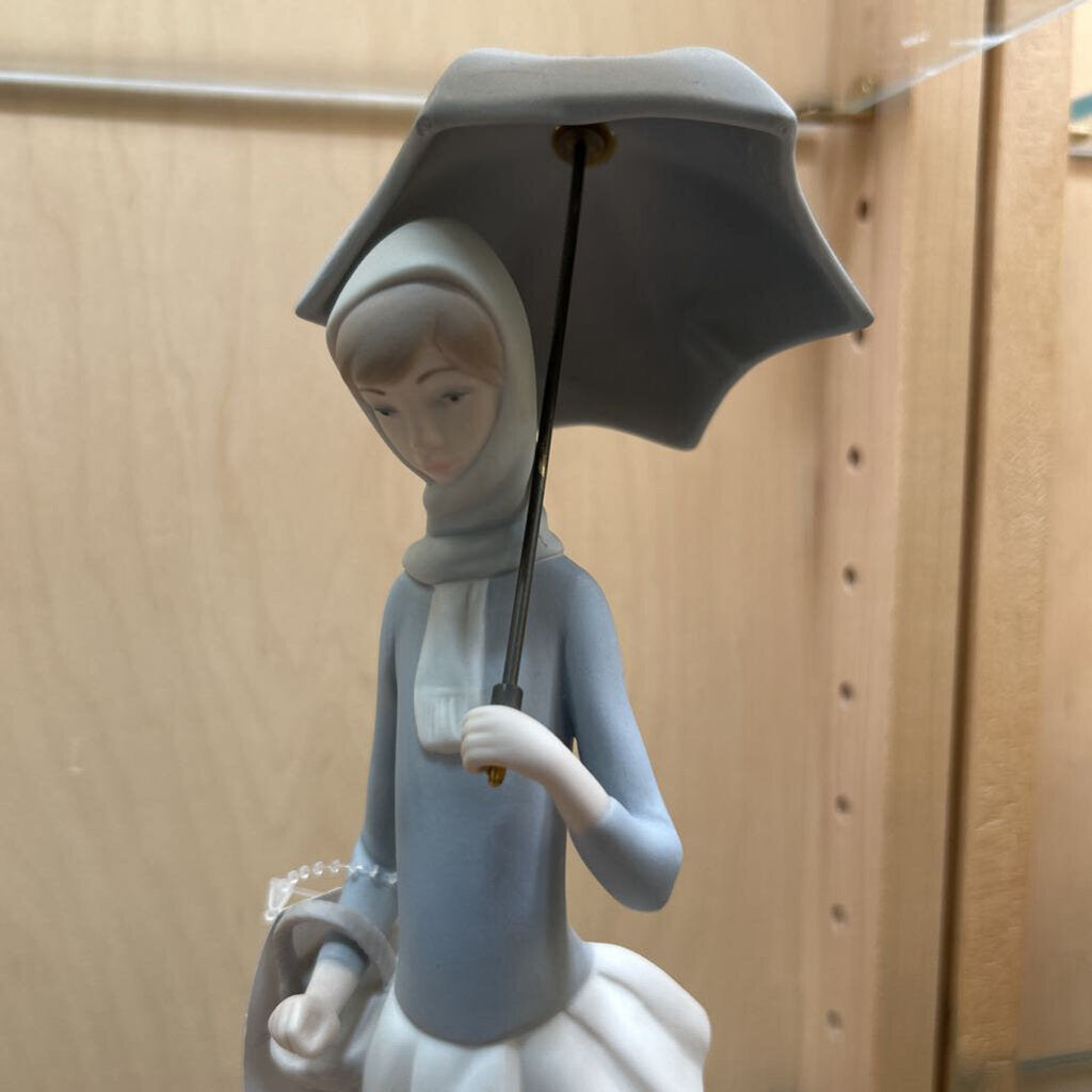 Lladro Figurine #4510 Girl with Umbrella and Geese.