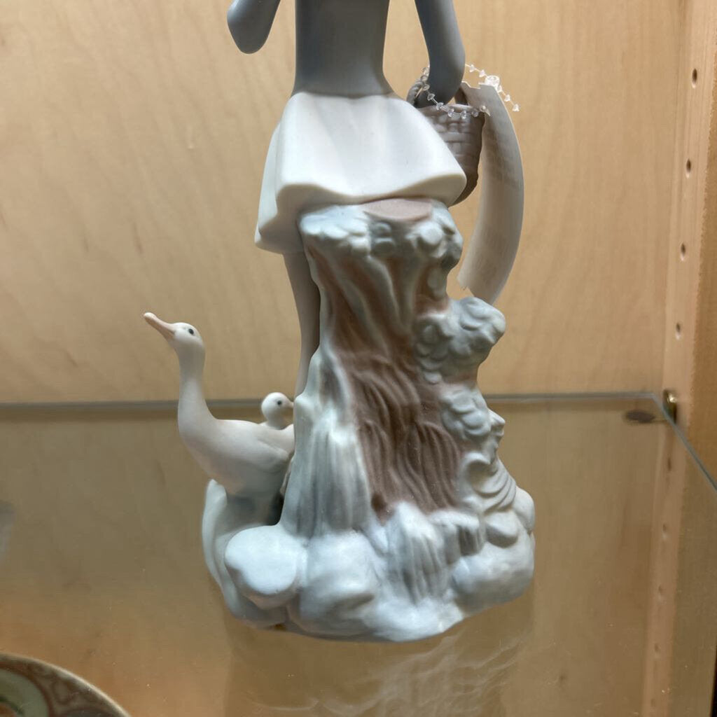 Lladro Figurine #4510 Girl with Umbrella and Geese.