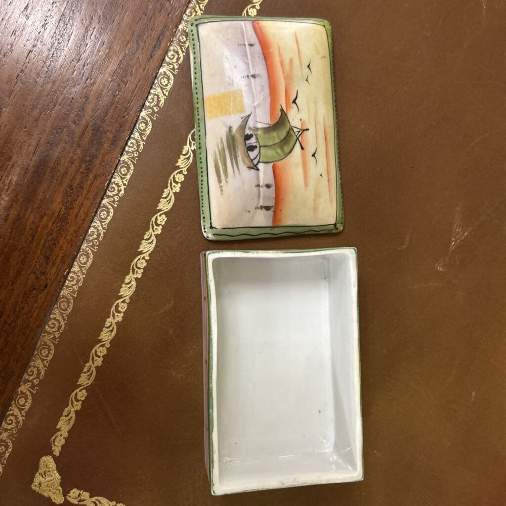 Nippon Scenic Sunset Trinket Dresser Box c.1891-1921 As Is