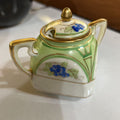 Nippon Covered Sugar Dish Green With Blue Grapes With Gold Trim c.1891-1921
