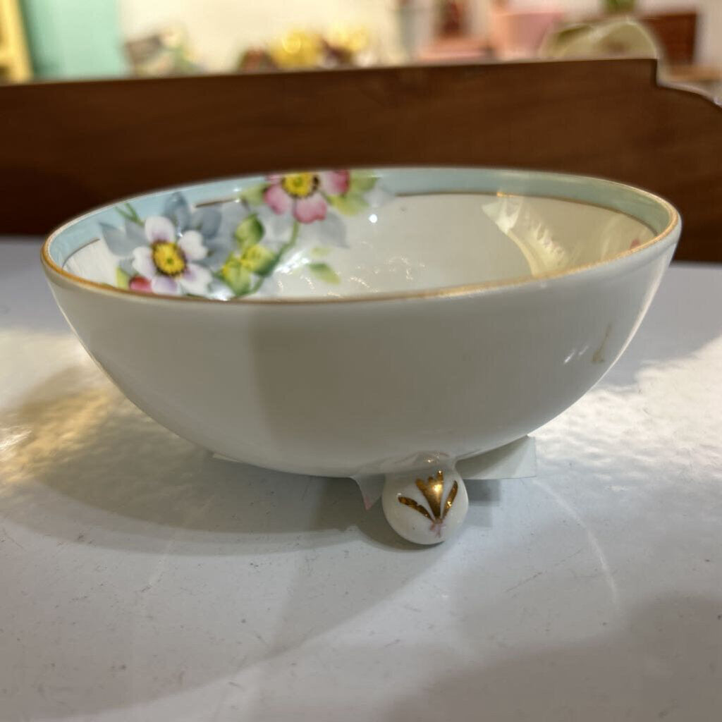 Nippon Three Footed Floral Bonbon Bowl c.1891-1921