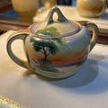 Nippon Covered Sugal Bowl Sunset Lake House Tree Landscape