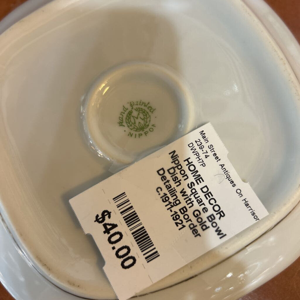 Nippon Square Bowl Dish with Gold Detailing Border c.1911-1921
