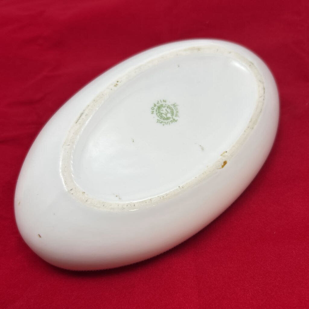 Nippon Oval Celery/Serving Dish, Hand-Painted Fine China, Floral Motif-Gold Rim.