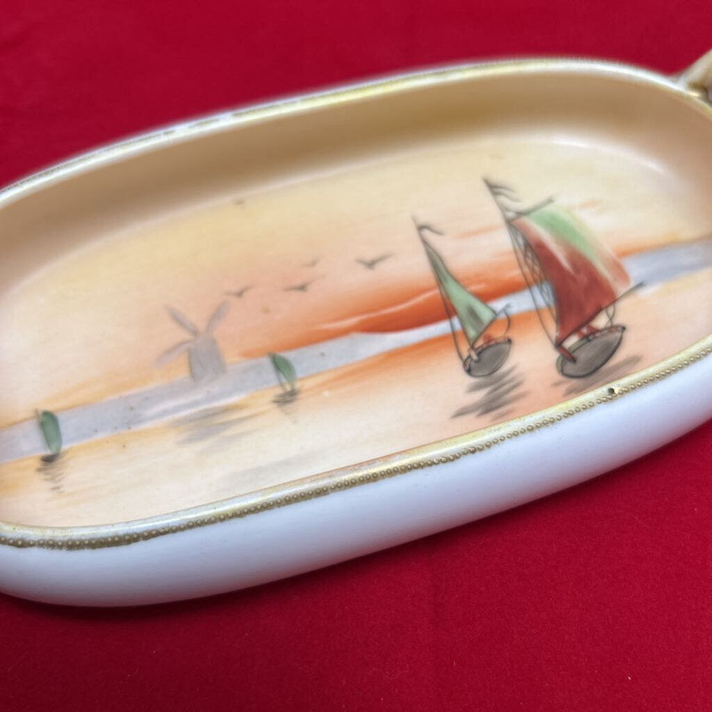 Antique Nippon, Hand Painted Scenic Landscape Boats.