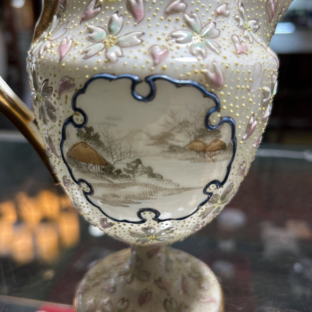 Japanese Creamer Moriage Landscape with Beading