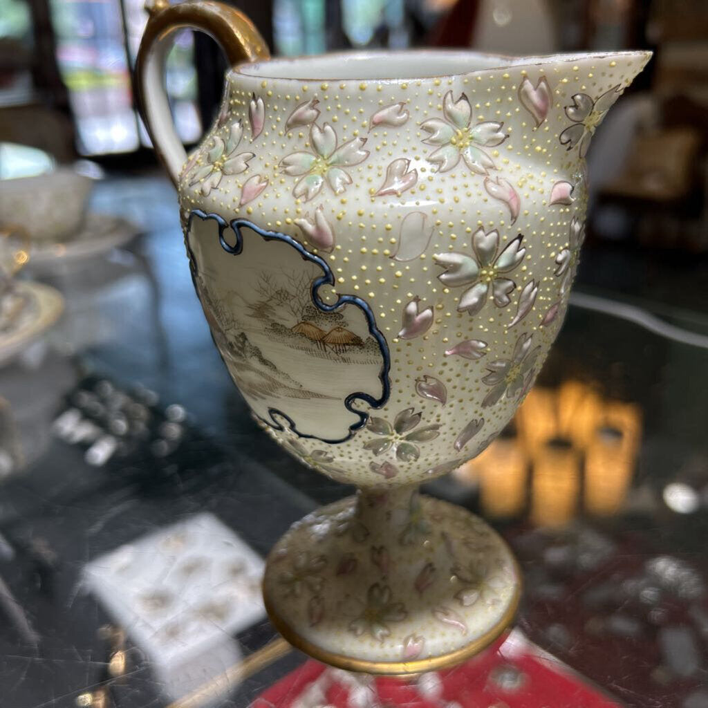 Japanese Creamer Moriage Landscape with Beading