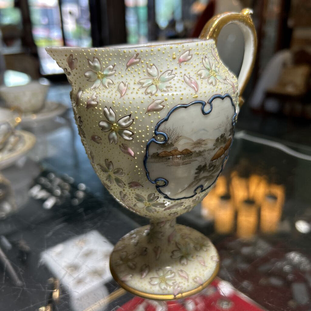 Japanese Creamer Moriage Landscape with Beading