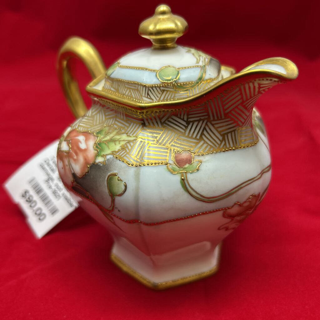 RC Nippon Porcelain Hand-Painted Teapot, Floral/Gold Detail. *lid has some damage, not visible* Pre-1921
