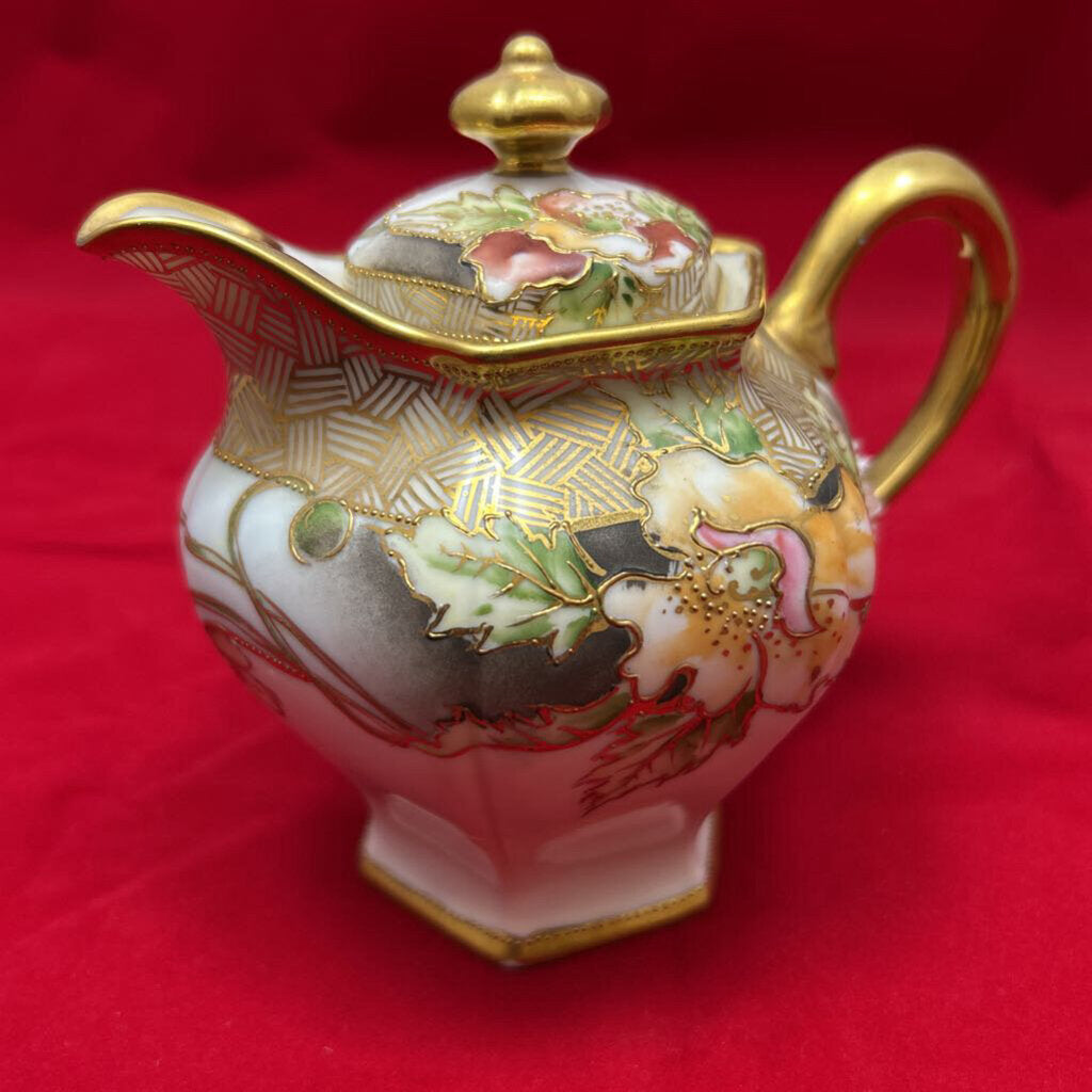 RC Nippon Porcelain Hand-Painted Teapot, Floral/Gold Detail. *lid has some damage, not visible* Pre-1921