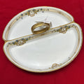 Antique Nippon Handpainted Divided Dish with Blue Floral Gold Detail, Handle in middle.
