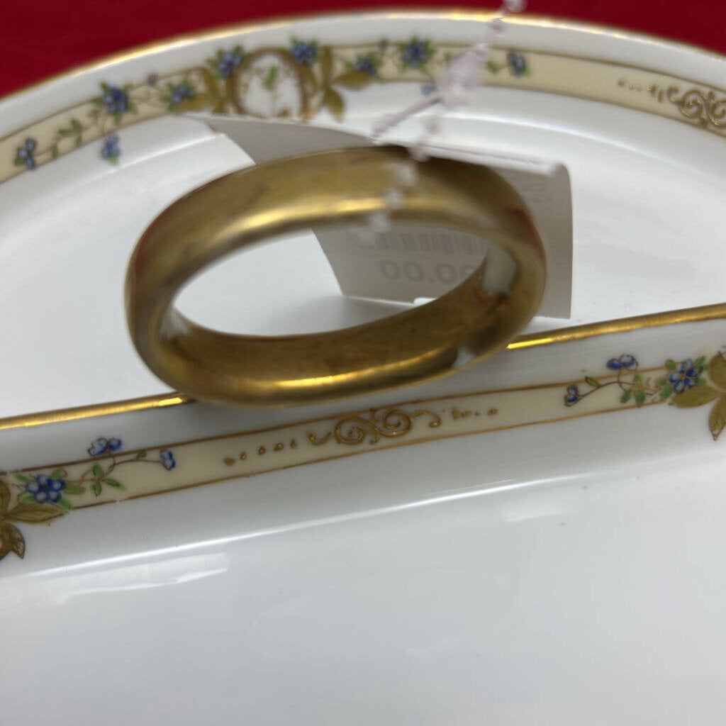 Antique Nippon Handpainted Divided Dish with Blue Floral Gold Detail, Handle in middle.