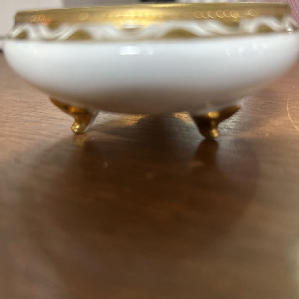 Hand Painted Nippon 1891-1921 Salt cellar/Trinket, Gold/Orange/Green.