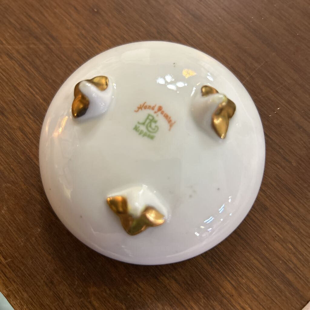 Hand Painted Nippon 1891-1921 Salt cellar/Trinket, Gold/Orange/Green.