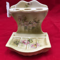Antique Nippon Porcelain Toothbrush/Soap Hanging Holder, Floral Green/Pink.