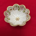 Nippon Hand Painted Scalloped Trinket Dish, Floral Pink/ Gold Detail.