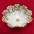 Nippon Hand Painted Scalloped Trinket Dish, Floral Pink/ Gold Detail.