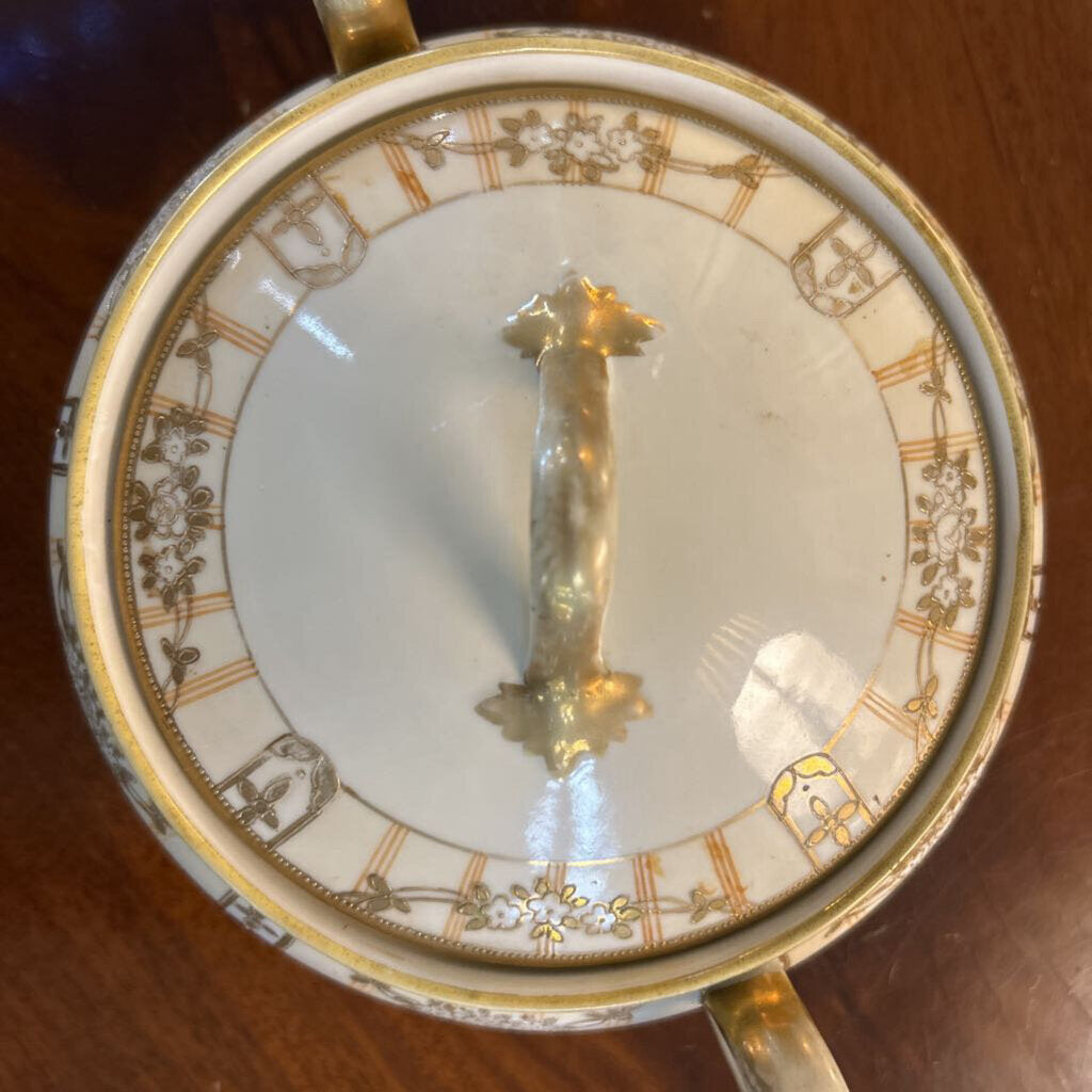 Nippon Covered Bonbon Dish with Gold Detailing