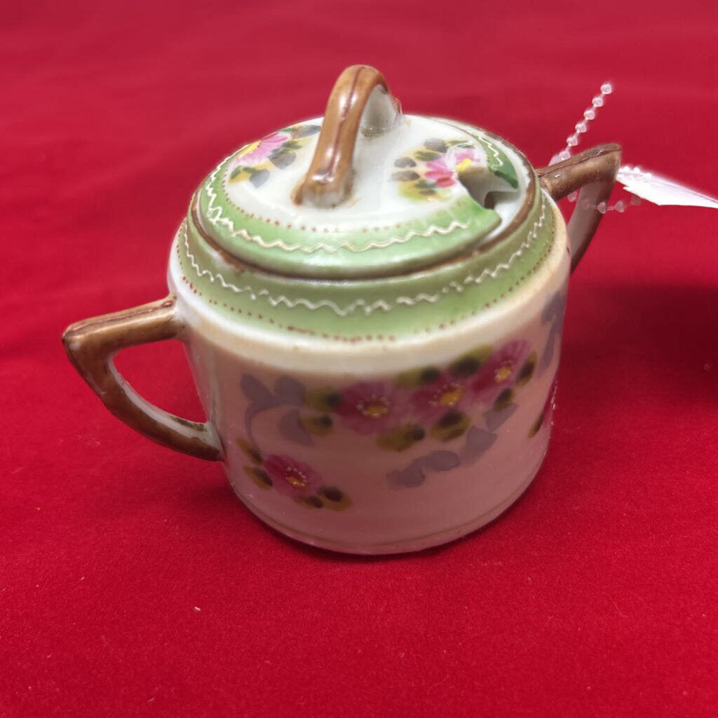 Antique Nippon Floral Porcelain Sugar bowl *Missing Spoon"