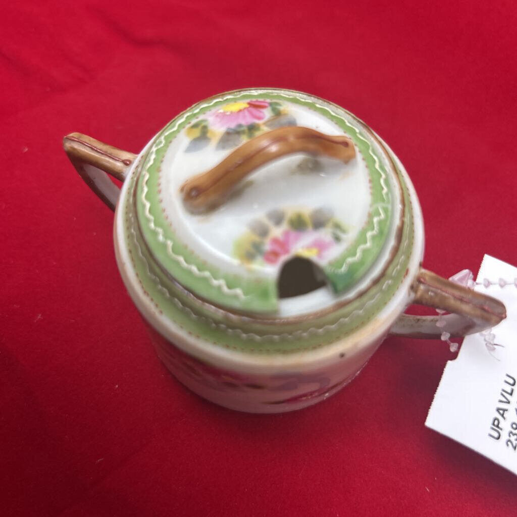 Antique Nippon Floral Porcelain Sugar bowl *Missing Spoon"