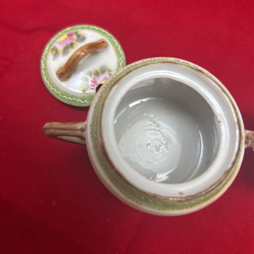 Antique Nippon Floral Porcelain Sugar bowl *Missing Spoon"