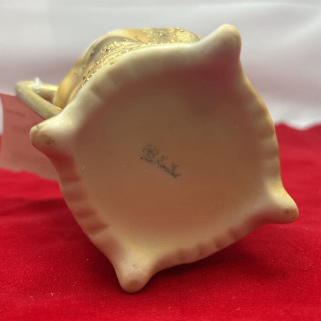 Nippon Porcelain Creamer, Gold Gilding, raised Moriage, Floral.
