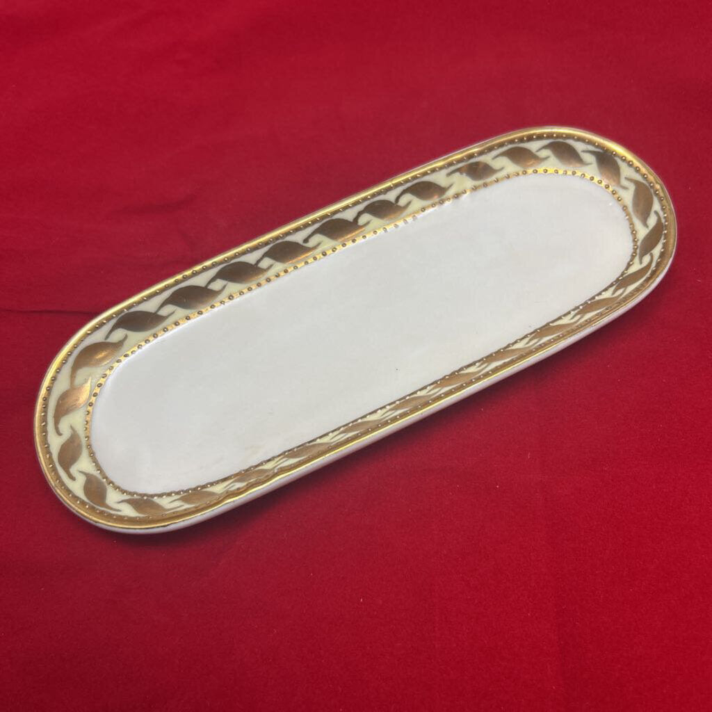 Nippon Porcelain Celery/Vanity Tray Gold Trim.