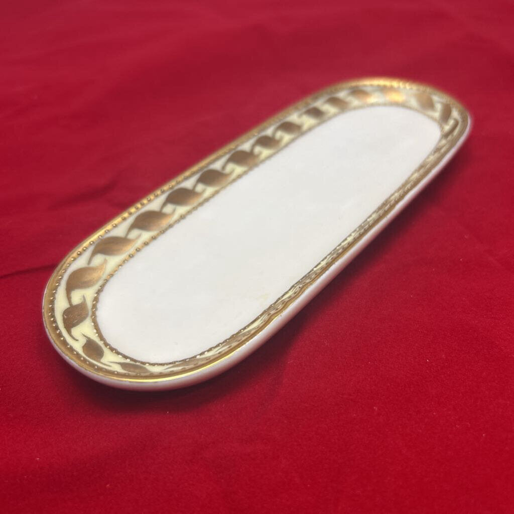 Nippon Porcelain Celery/Vanity Tray Gold Trim.