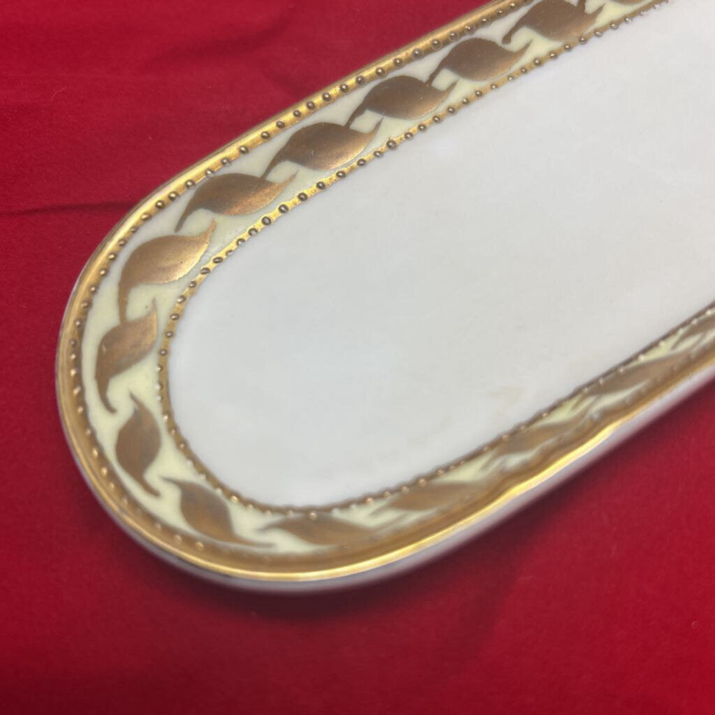 Nippon Porcelain Celery/Vanity Tray Gold Trim.