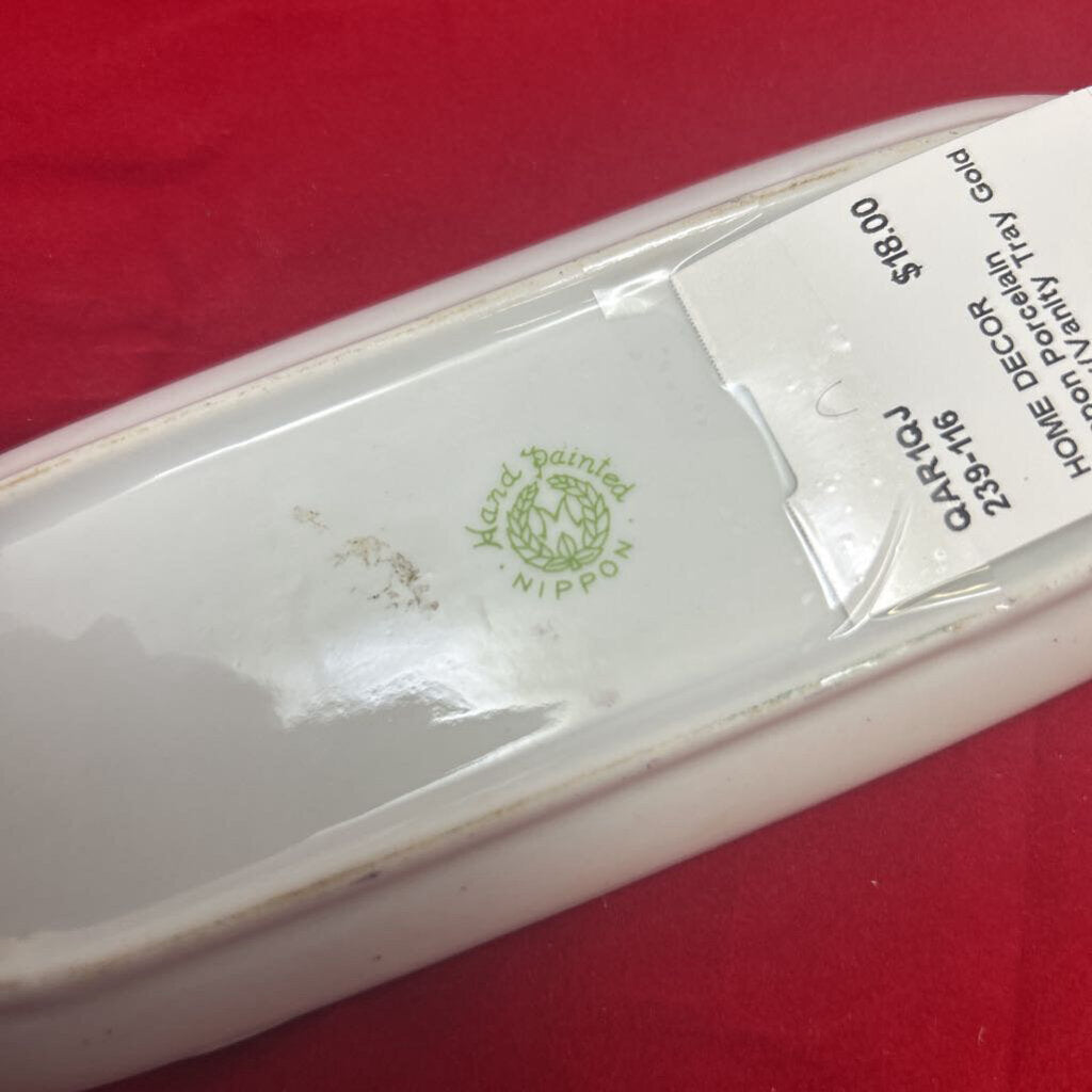 Nippon Porcelain Celery/Vanity Tray Gold Trim.
