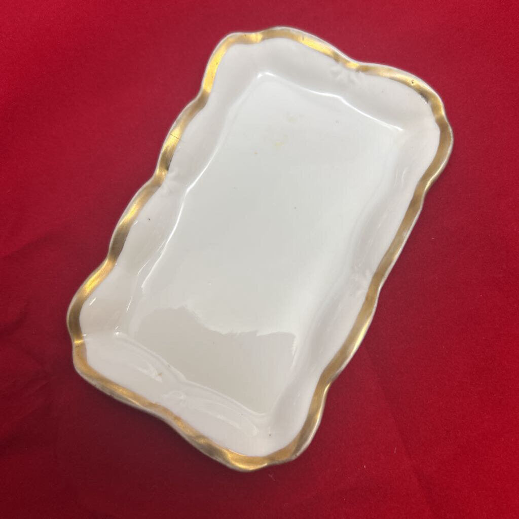 Antique Nippon Porcelain Small Tray, Gold Edge.