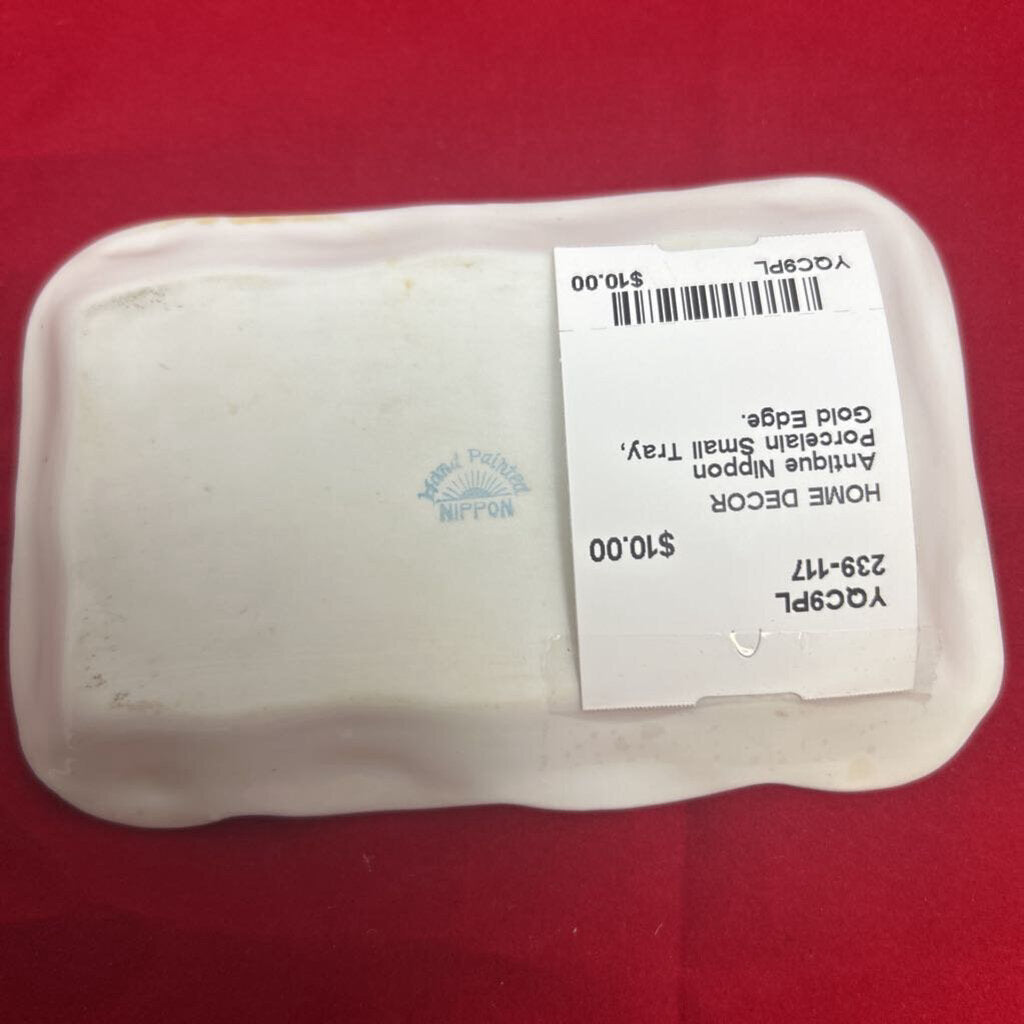 Antique Nippon Porcelain Small Tray, Gold Edge.