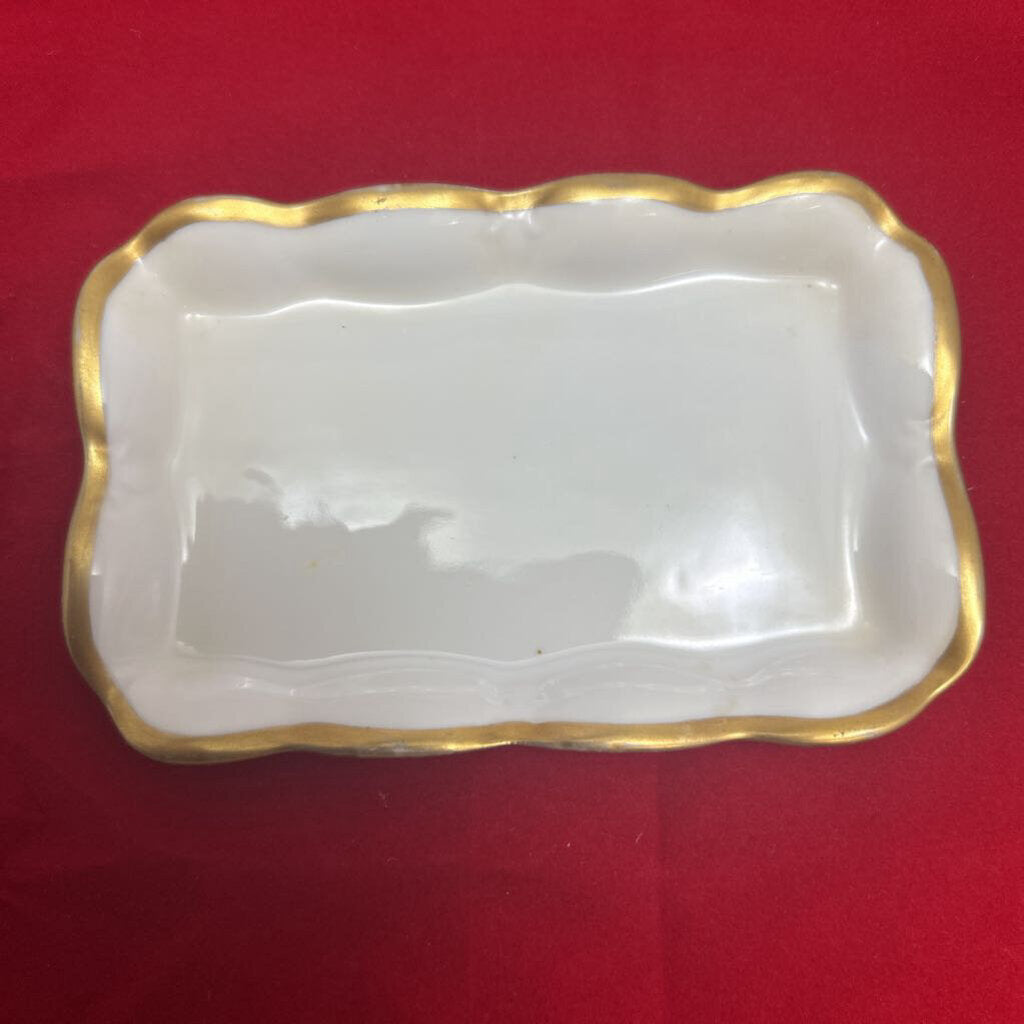 Antique Nippon Porcelain Small Tray, Gold Edge.