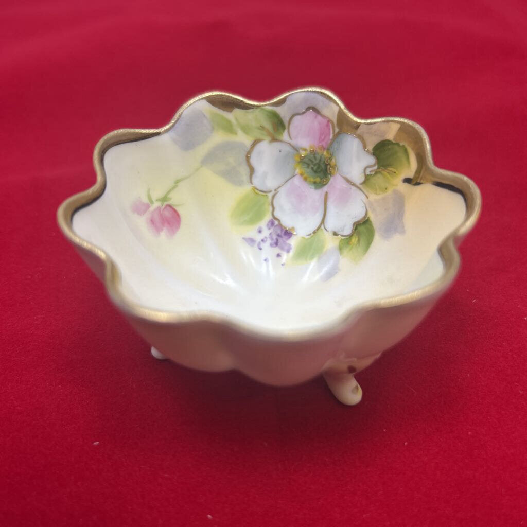 Antique Nippon Porcelain Three-Footed Salt Cellar.