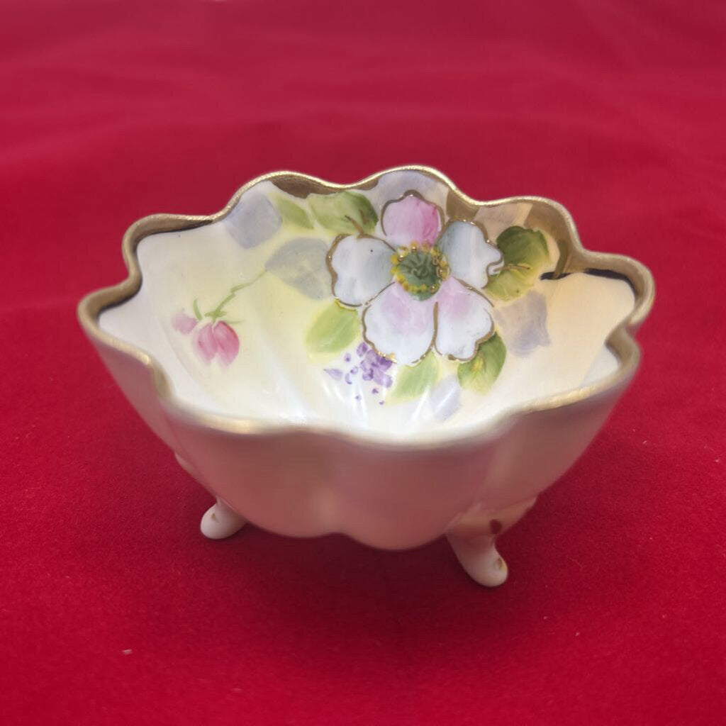 Antique Nippon Porcelain Three-Footed Salt Cellar.