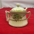 Antique Hand Painted, made in Japan, Lidded Jam/Sugar Bowl, with Spoon.