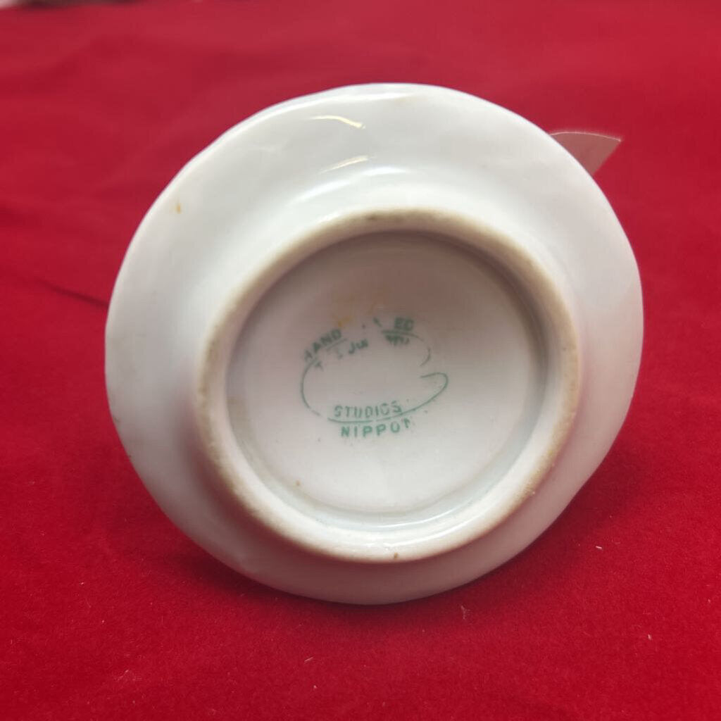 Nippon Porcelain Ring Holder, Hand Painted, Floral Pink/Green