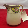Vintage Nippon Porcelain Creamer Hand painted pink rose gilded gold accents.
