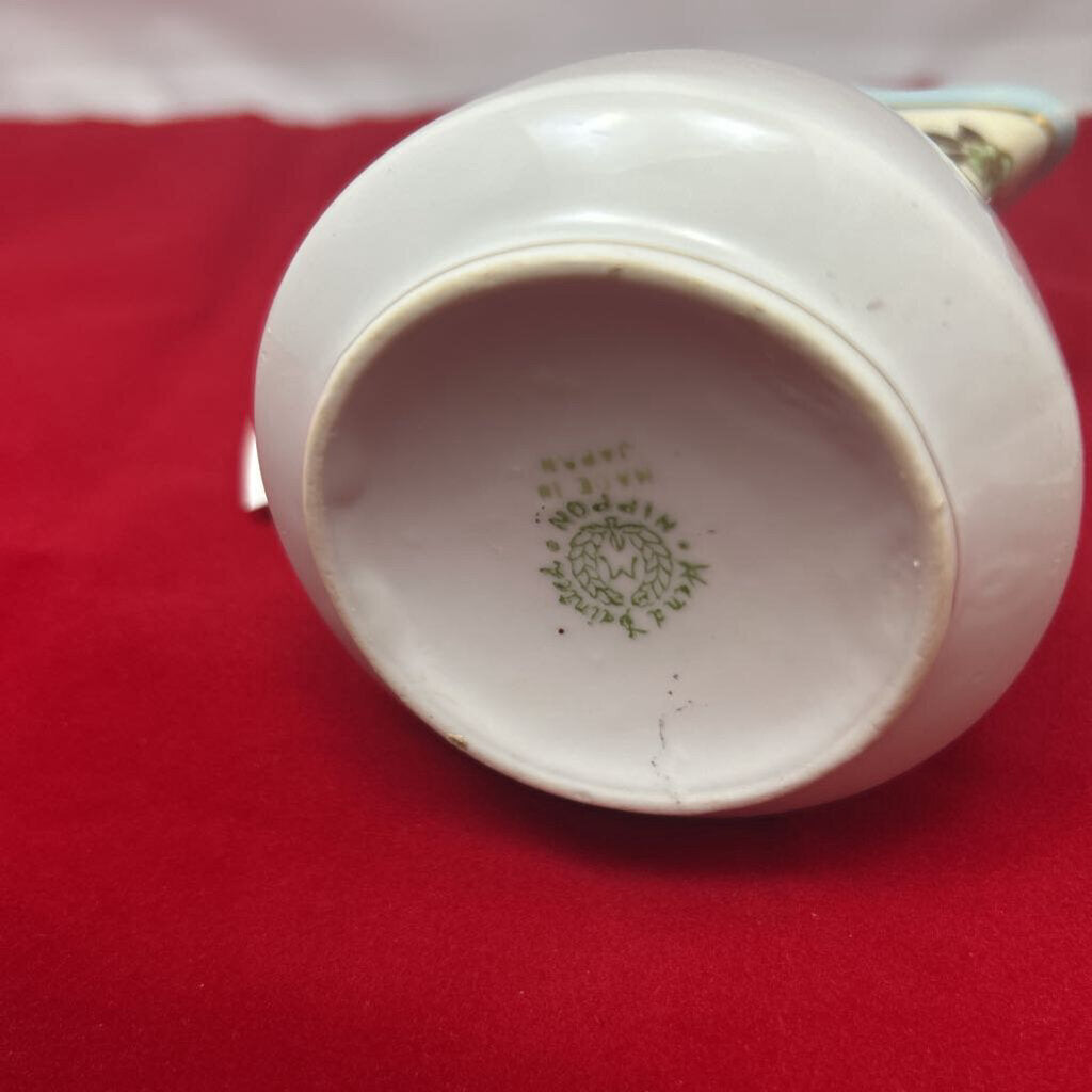 Vintage Nippon Porcelain Creamer Hand painted pink rose gilded gold accents.