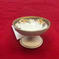 Pedestal Open Salt Cellar/Egg Cup Floral, Gold Detail.