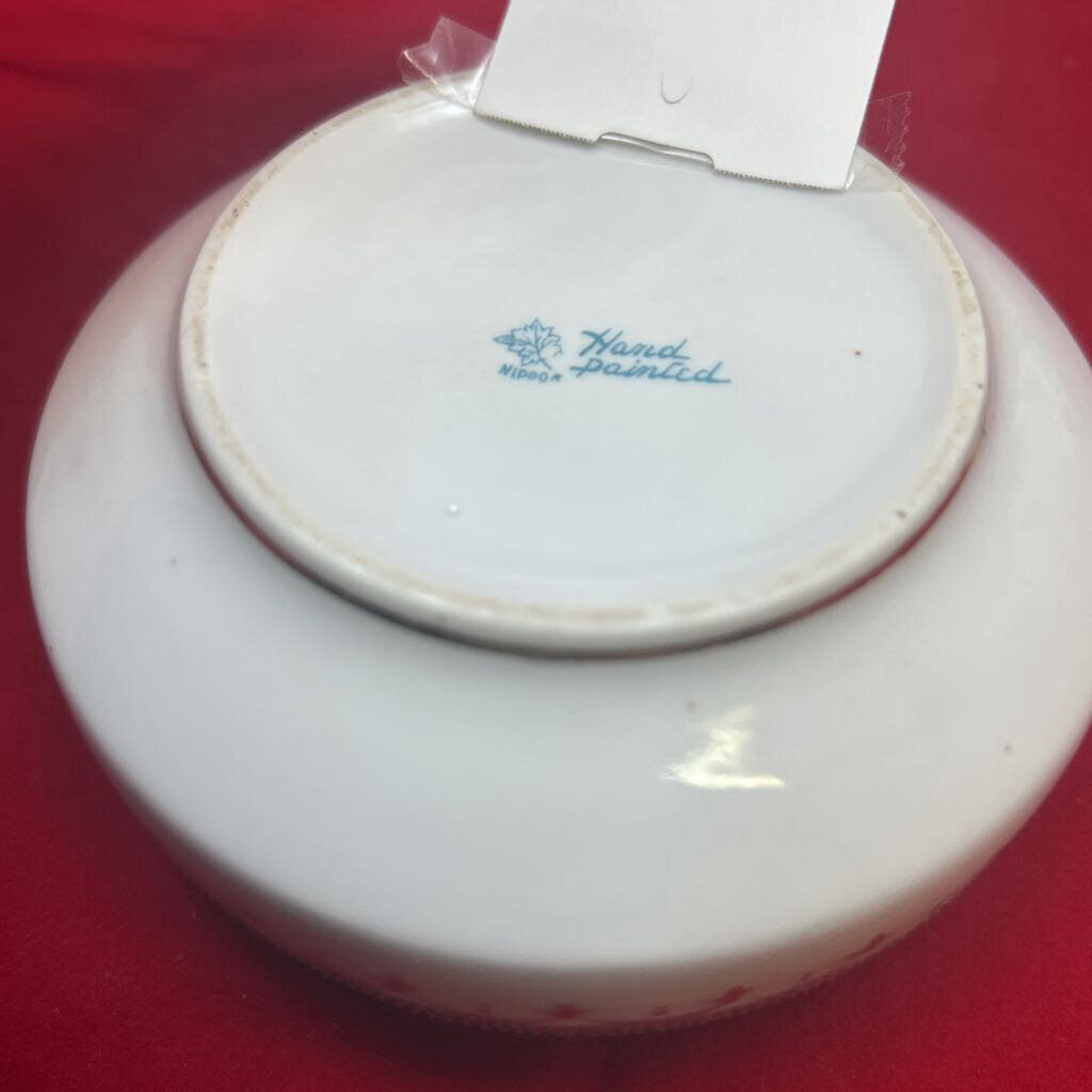 Antique Nippon Vanity Jar (Missing the lid) Turquoise Floral Gold Detail.
