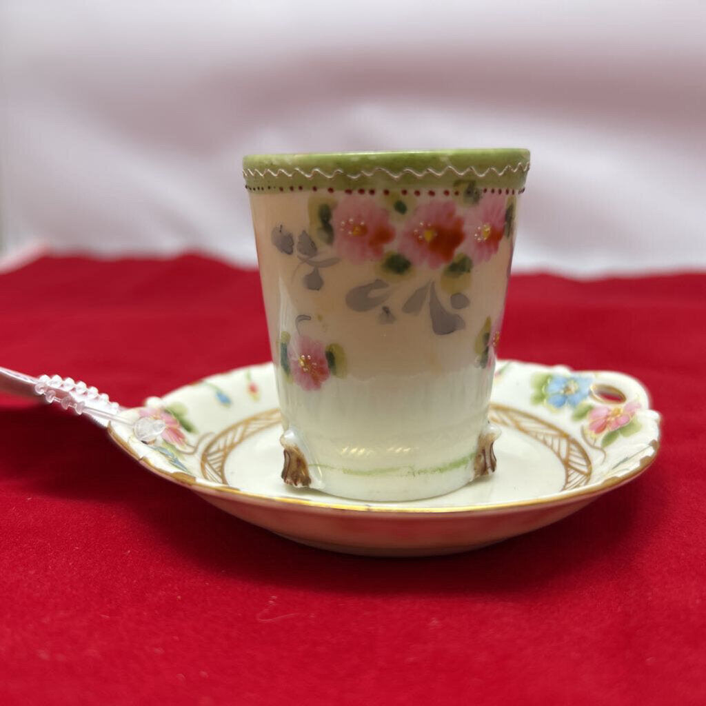 Nippon Hand Painted Demitasse/Chocolate cup and Saucer Set.