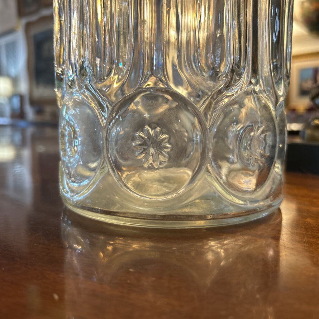 Vintage LE Smith Moon & Stars 11.5" Clear Glass Canister Jar w/lid 1960-70s (AS IS)