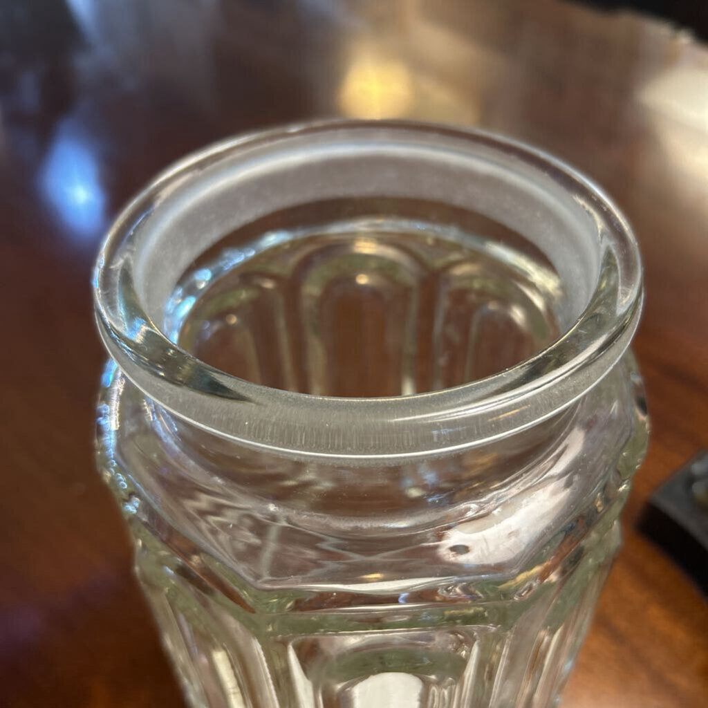 Vintage LE Smith Moon & Stars 11.5" Clear Glass Canister Jar w/lid 1960-70s (AS IS)
