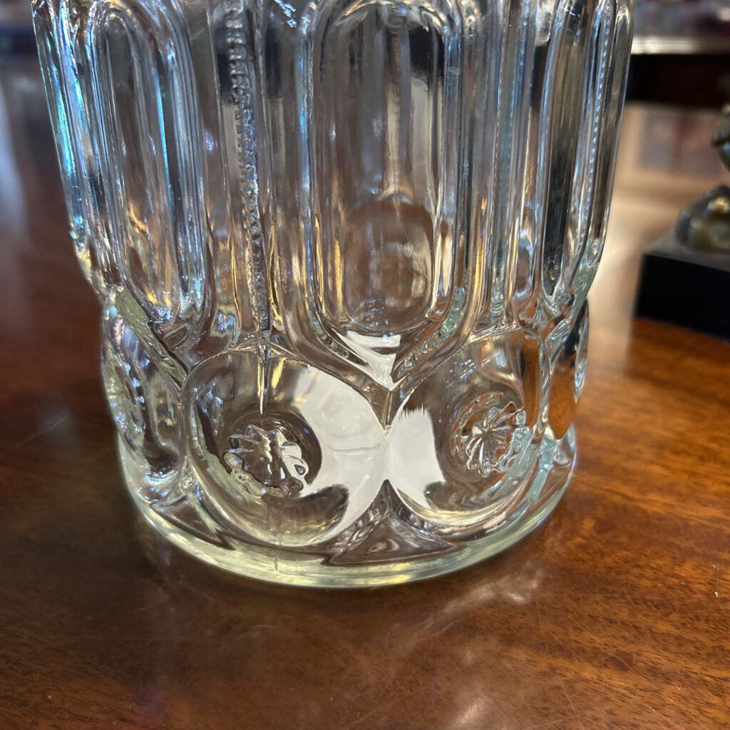 Vintage LE Smith Moon & Stars 9.5" Clear Glass Canister Jar w/lid 1960-70s