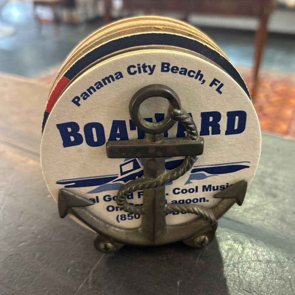 Vintage Nautical Anchor Brass Coaster Holder/Coaster's..