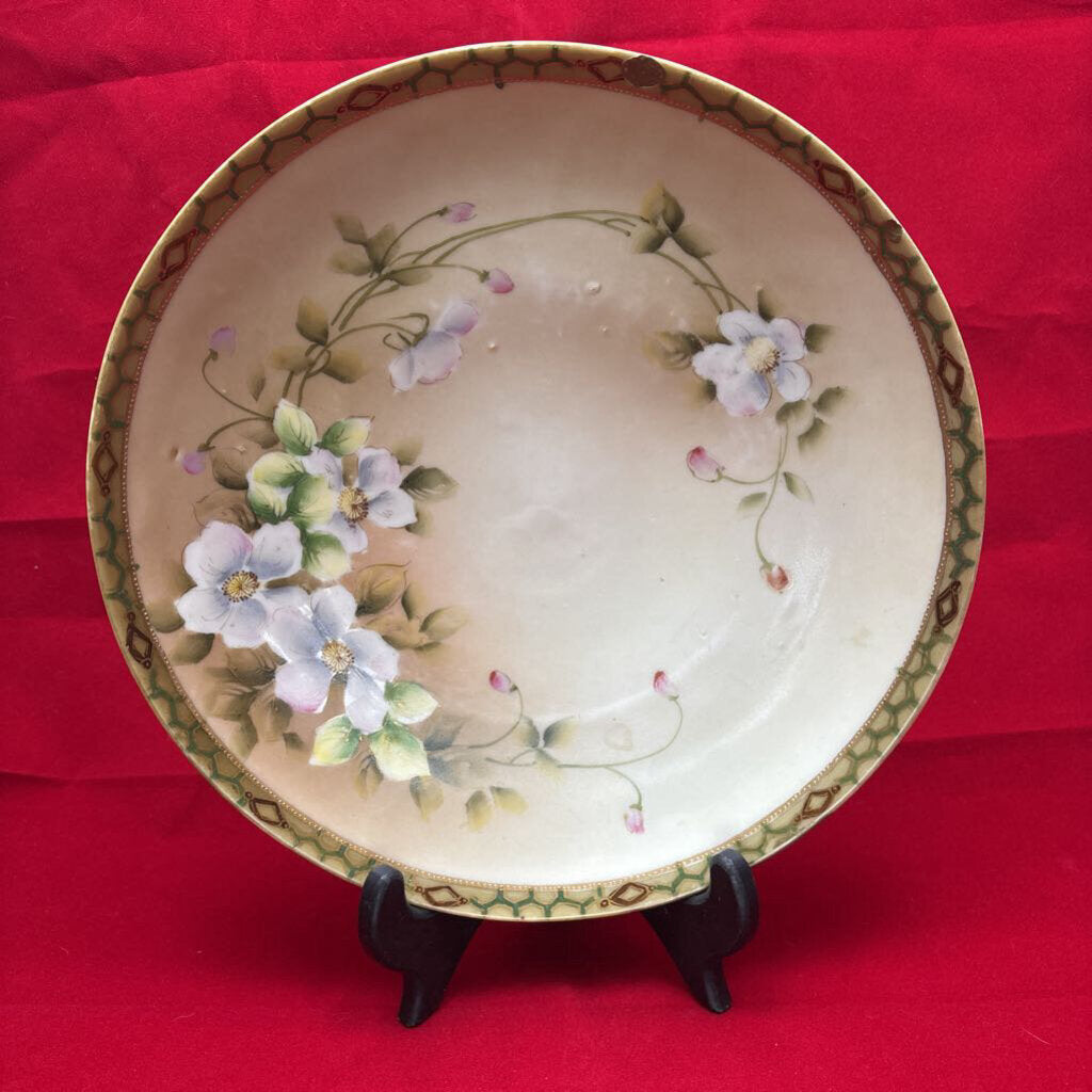 Antique Nippon Floral Dinner Plate, H.Painted.