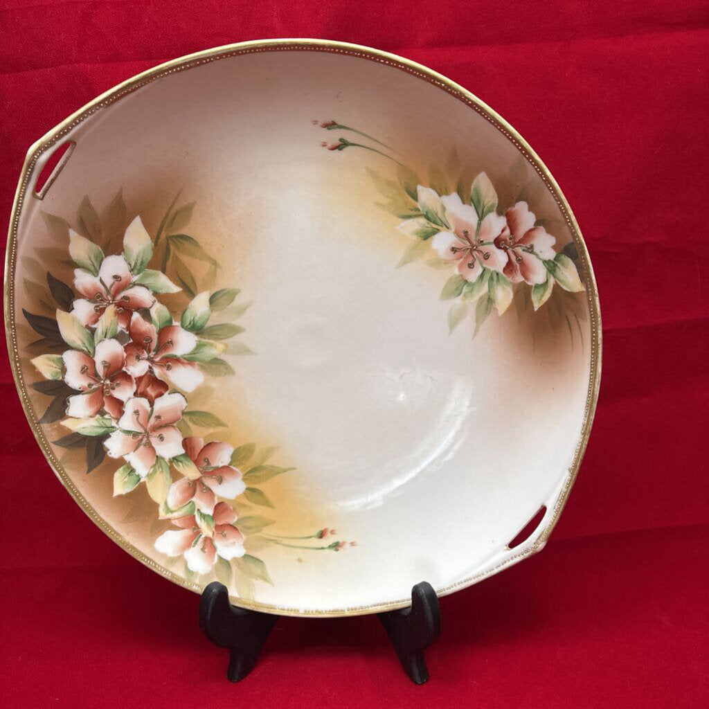 Antique Nippon Floral Plate, Gold Detail.